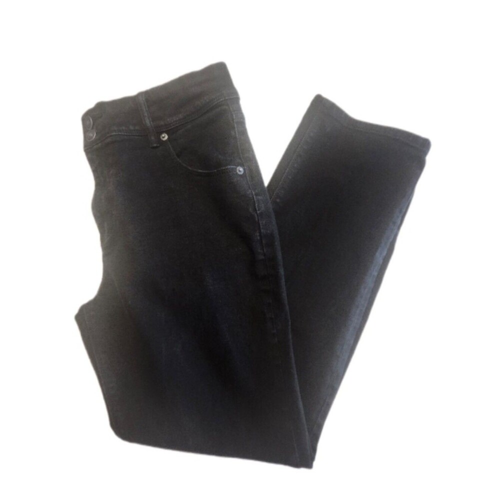 Hudson Mid Rise Black Straight Leg Denim Jeans, Cute Flap Pockets, 10